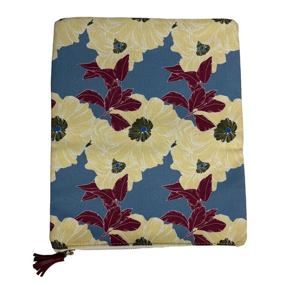 Rachel Pally Foldover Blue Yellow Floral Canvas Faux Leather Clutch - Picture 5 of 12